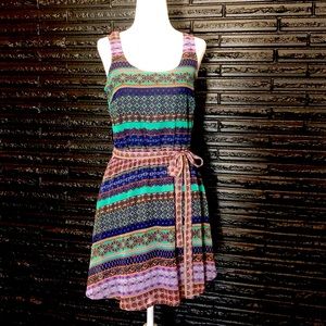 - Boho Belted Spring Dress Blue, Green, Lavender